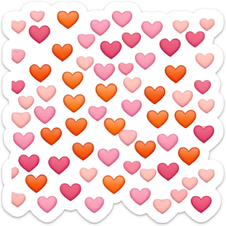 Heart emoji in horizontal stripe colours in order of dark orange, orange, light orange, white, pink, dusty pink, and dark rose sticker