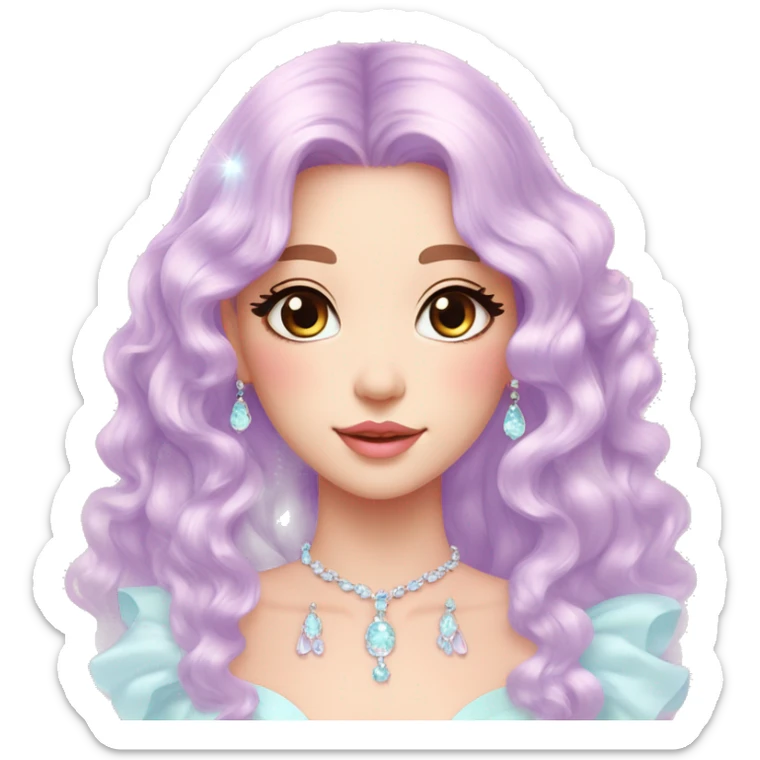 Dreamy pretty elegant kawaii shiny colorful pastel lady pastelcore kawaii beautiful hair cottagecore jewels trending aesthetic sticker