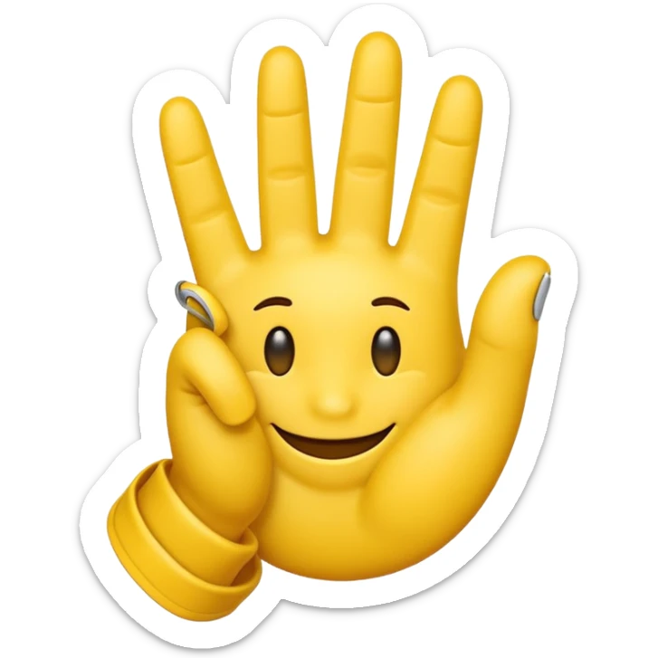Make me an emoji of a hand with 2 fingers ni a zipped all yellow sticker