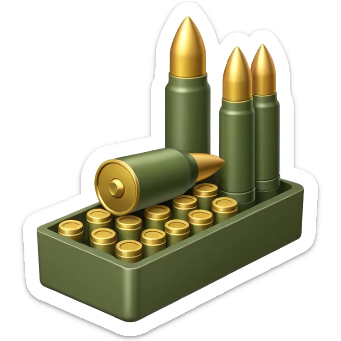 high quality ammunition factory, military green color, no smoke, visually appealing sticker