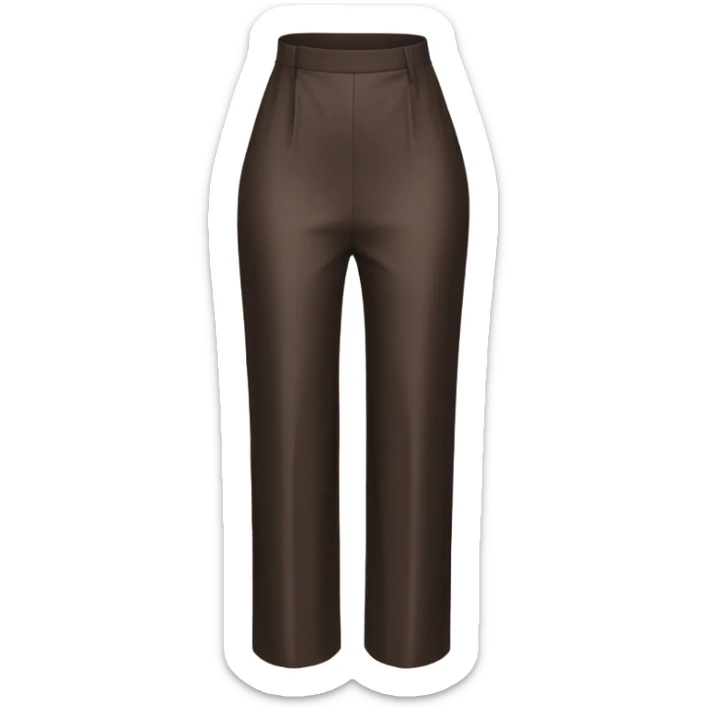 high waist long wide leg dressy casual pants in shiny Dark Brown material sticker