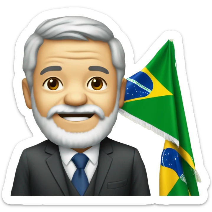 cria um emoji do Presidente Lula segurando a bandeira do Brasil sticker
