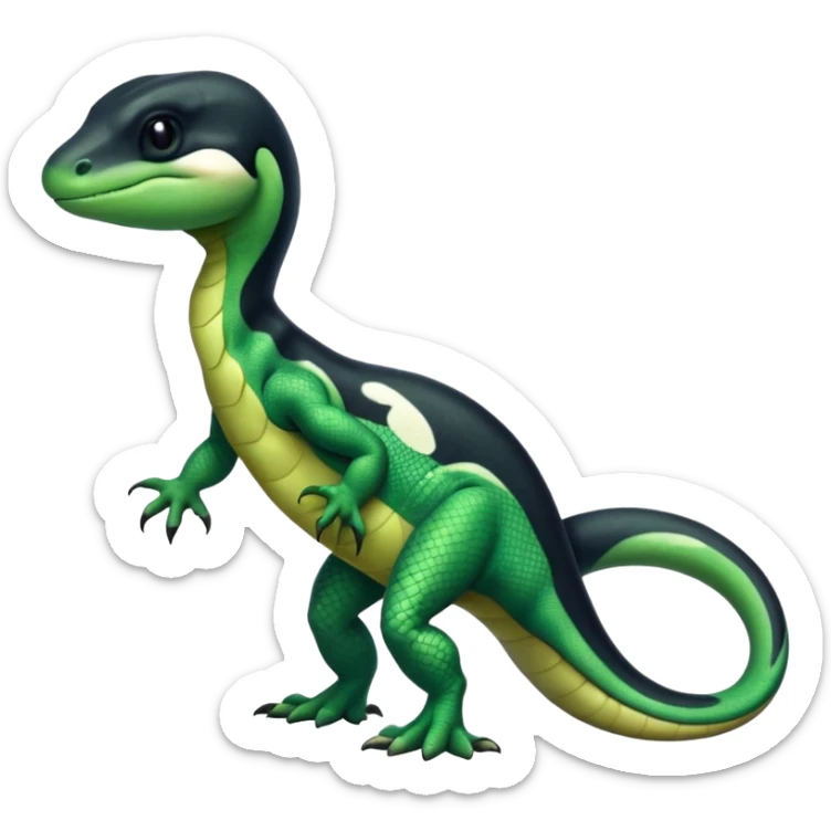 Orca-dragon-reptile-reptilian-lizard-skink-gecko-hybrid full body, two legs, arms, tail sticker
