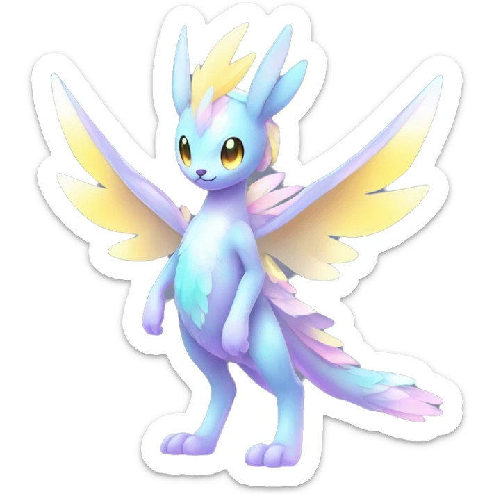 Shiny Shy Cool Sparkly Colorful Pastel beautiful fantasy Kawaii Ethereal Sona Fakemon-animal Full Body sticker
