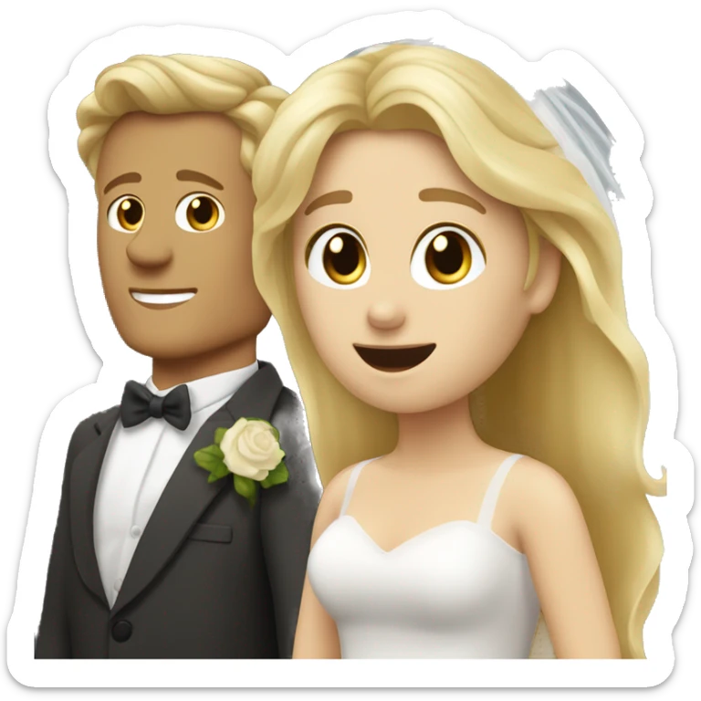 Blonde Frau lange Haare und Mann mit Anzug braune Haare und Bart heiraten sticker