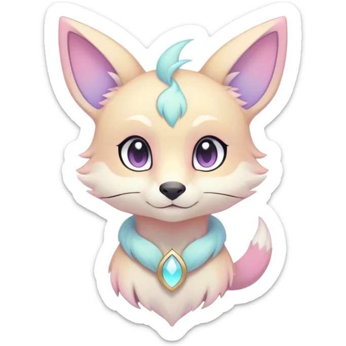 Kawaii colorful pastel ethereal anthro fursona Fakemon sticker