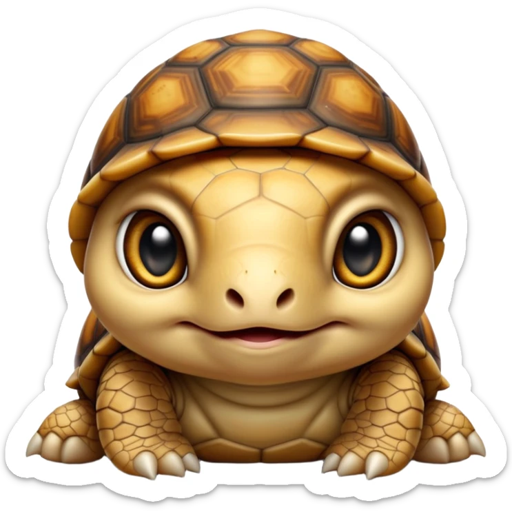 cinematic-baby tortoise-realistic--emoji,,-cute-wise-face-peering-ahead-with-calm-determination,-cute large-eyes-reflecting-centuries of wisdom, sticker