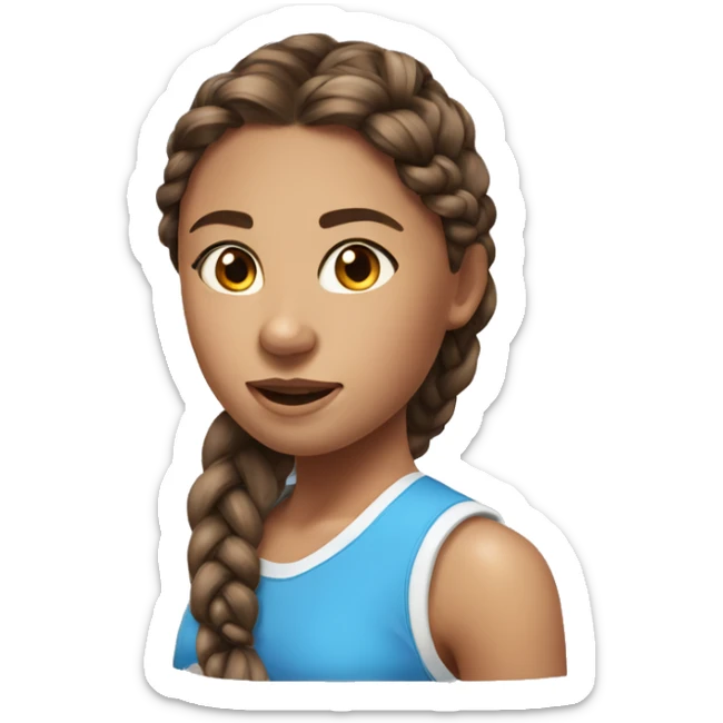 realistic portrait of girl, braided brown hair, sporty figure, sunkissed Skin  sticker