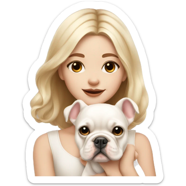 dreamy girl with beige but whiter French bulldog puppy sticker