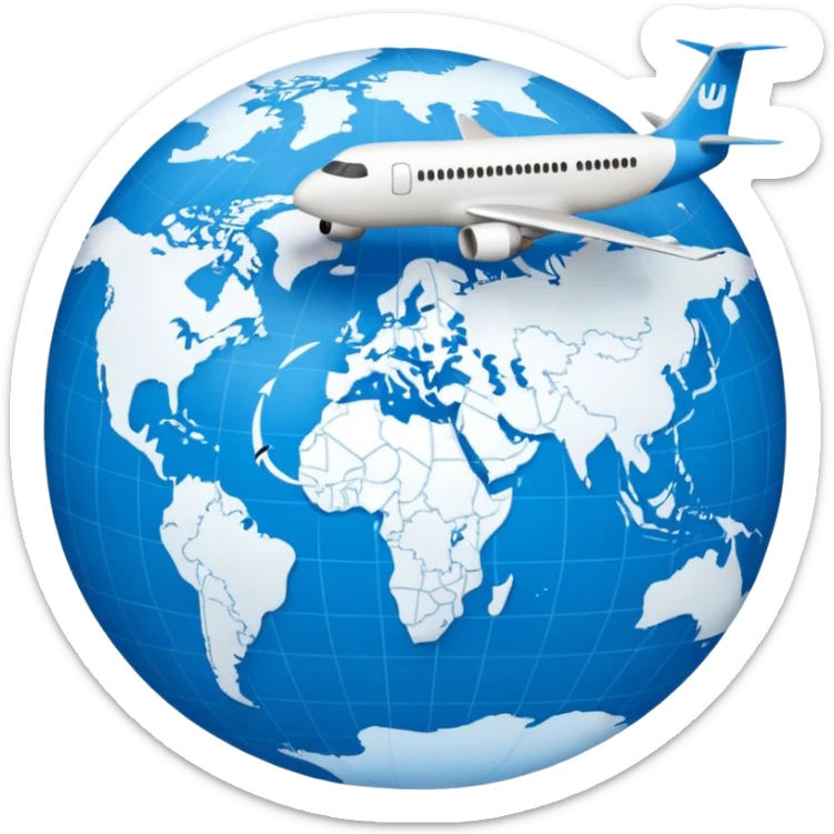 emoji de viaje, algo como un avion dandole la vuelta al mundo o dirigiendose a un destino en un mapa sticker