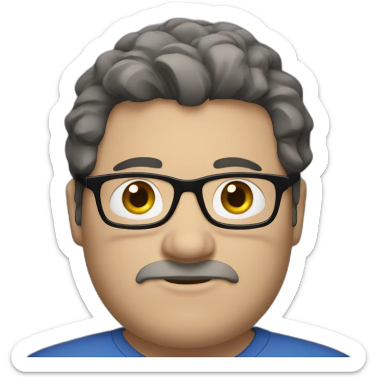 white-40-year-old-fat-man-with-long-gray-black-hair-brown-eyes-blue-glasses-and-no-beard. sticker