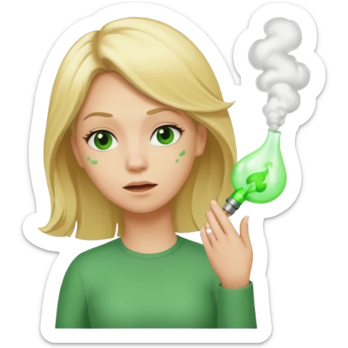 A sideways woman with blonde hair farting green gas sticker