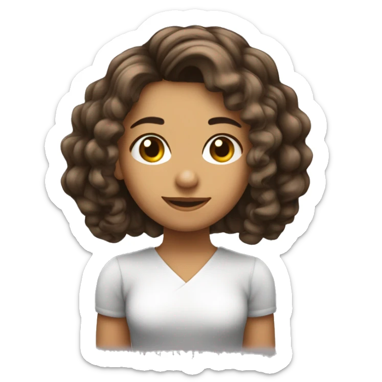 sou uma menina criança com cabelo enrolado e curto cabelo castanho. sticker