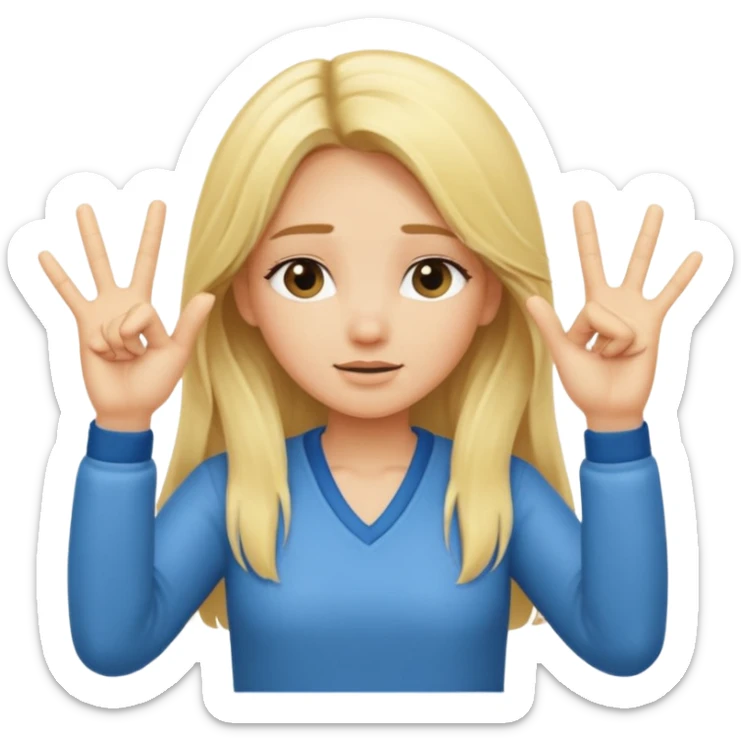 blonde cartoon girl long hair making time out gesture hands making "t" sign sticker