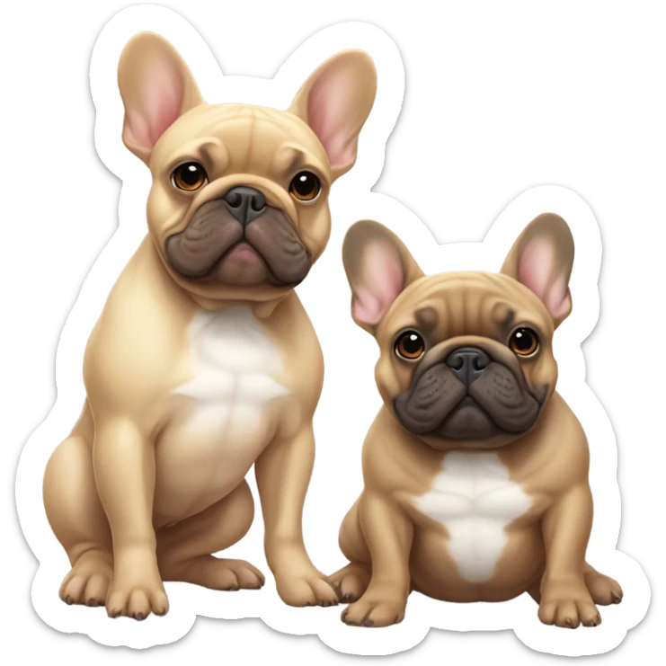 Lilac and Tan and fawn French bulldog friends sticker