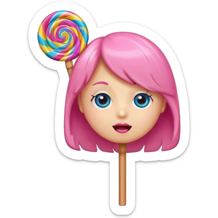 cute lollipop with eyes and mouth hair and personality sticker