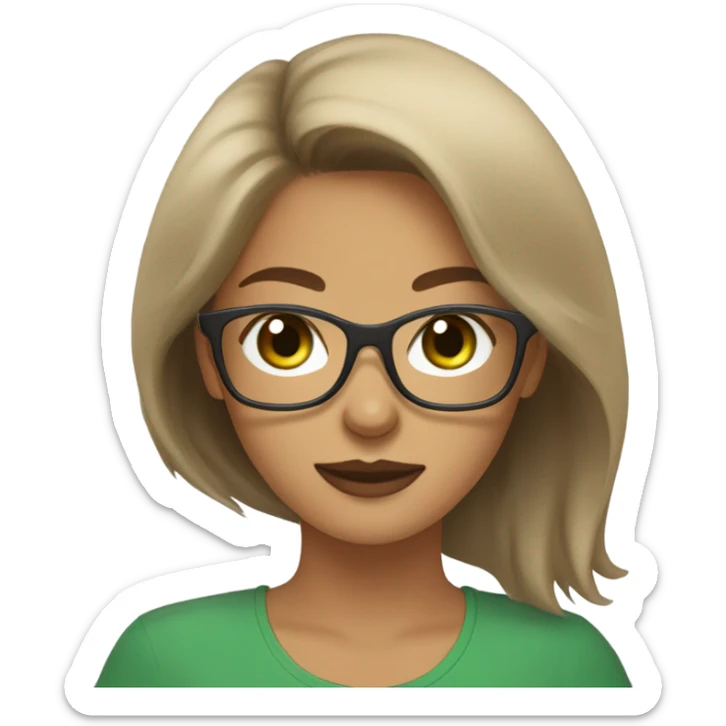 Brown light hair woman aux Green eyes with glasses Green eyes and Light sand  eurasier dog  sticker