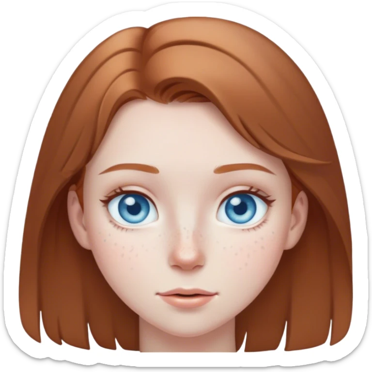 Light brown hair girl with pale skin, light freckles, icy blue eyes  sticker