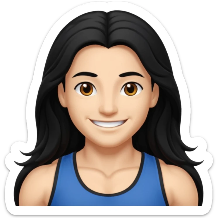 Branca, com cabelo grande preto, olho castanhos escuro musculosa sticker