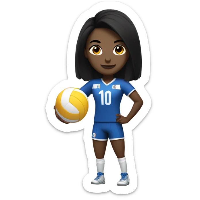 "A volleyball player with black bobbed hair wearing a uniform with the number 10." sticker