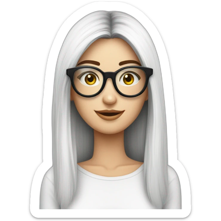 mujer piel blanca gafas pelo largo ycon camarones y espagueti sticker