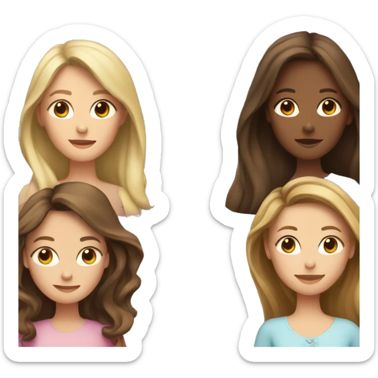 Mum with long brown hair, 2 daughters one with long brown hair one with blonde hair  sticker