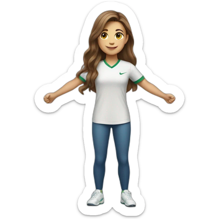Full body caucasian girl with long Brown hair doing Cristiano ronaldo celebration sticker