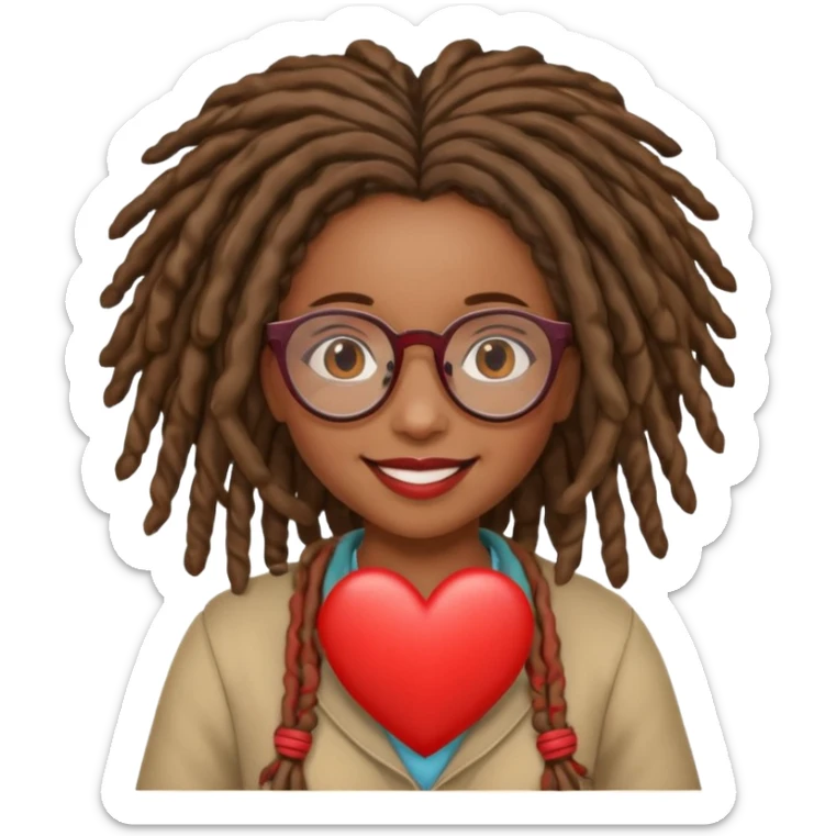 Girl Scouts African American girl with locs and glasses heart  sticker