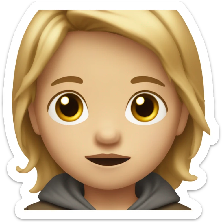 toddler Boy with small black eyes and long light brown hair sticker