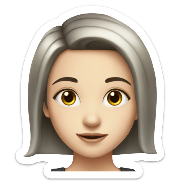 portrait of a girl with necklace dark hair and pale hait sticker