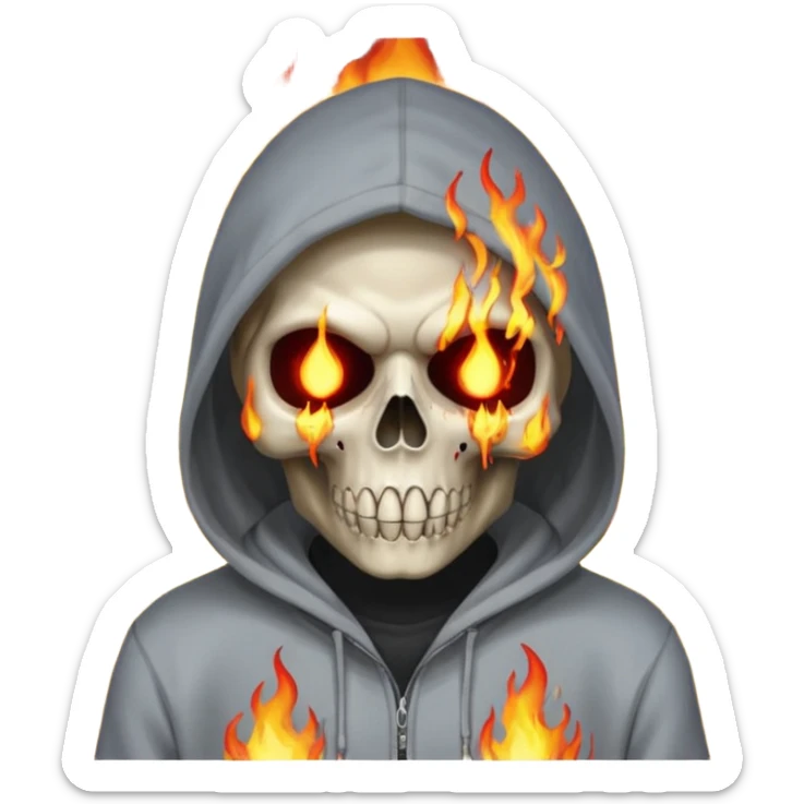 Bro I wanna skull with hoodie on the hoodie has to be on fire and I want matrix blood with the codes and weird numbers spilling out eyes and mouth sticker
