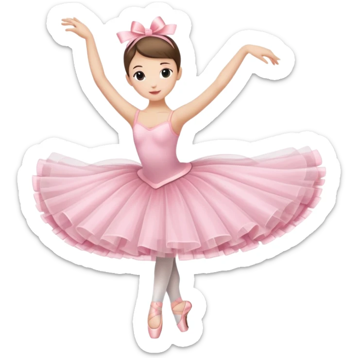 A coffee cup with arms and legs wearing a pink ballet tutu in a graceful dance pose sticker