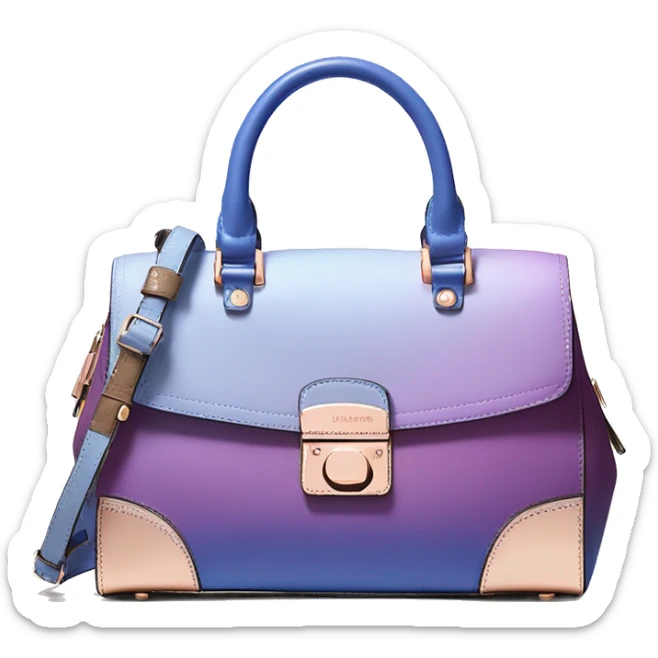 Realistic blue ,purple,and taupe  ombre with rose gold michael kors satchel purse. sticker