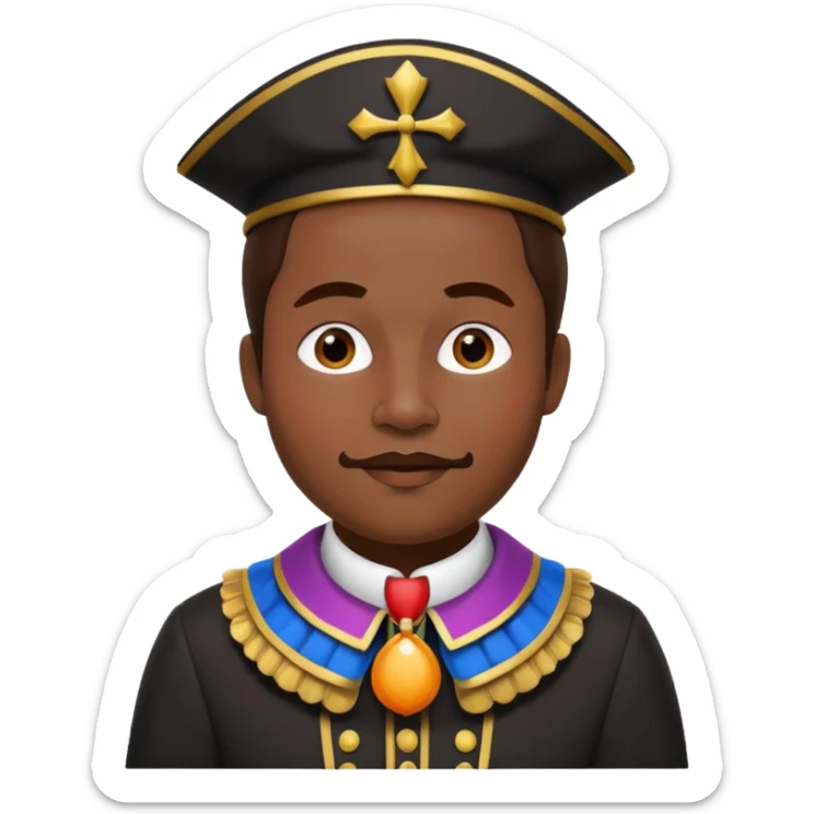Sinterklaas zijn knecht, zwarte piet met , kraag, Piet pak  sticker
