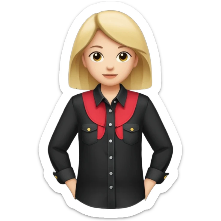 Camisa de sarja no preto manga longa com botões e dois bolsos na frente, sem ninguém usando  sticker