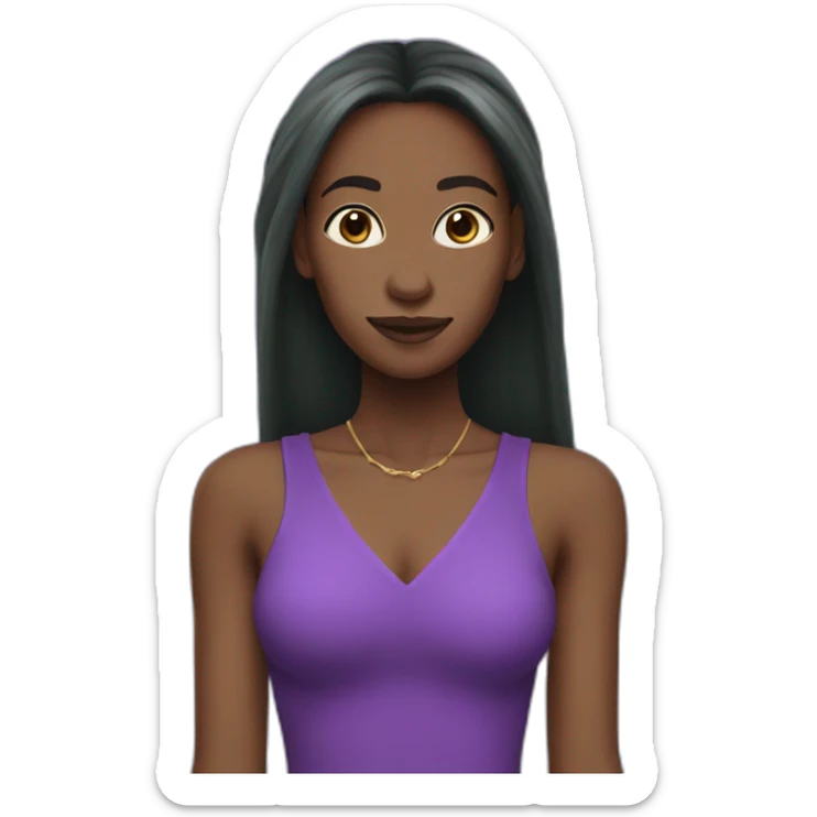 skinny black woman like elf in purple with long hair sticker