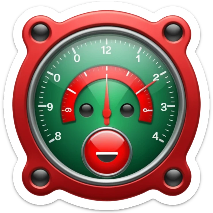 velocimeter with the color red in the right and the color green in the left sticker