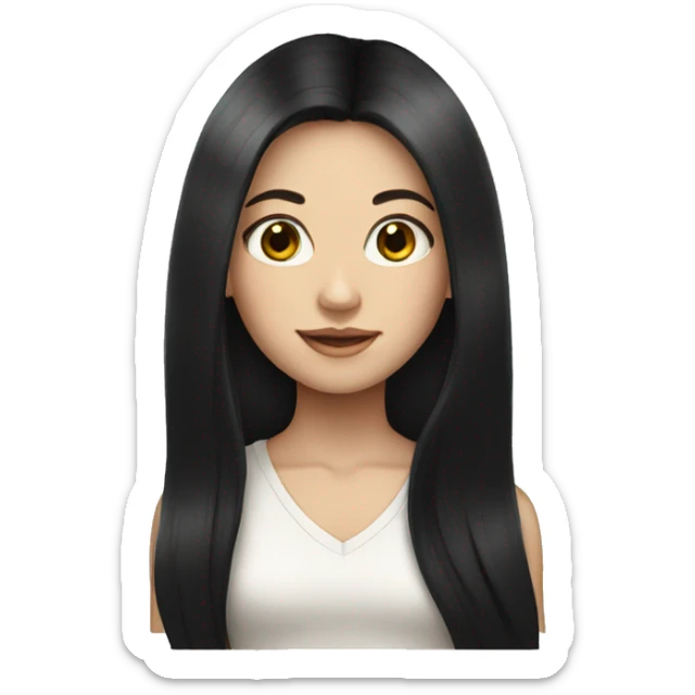 a girl with long black hair white-skinned sticker