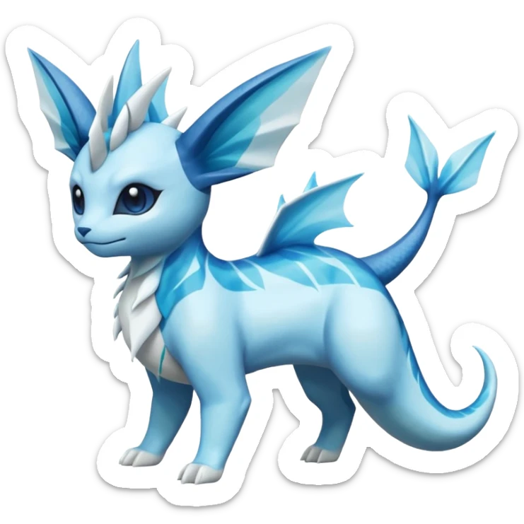 Lumineon-Vaporeon-Amaura-Glaceon-Dragonair-Fakémon-hybrid-creature (full body)  sticker