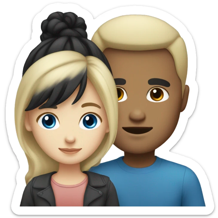 Blonde girl with blue eyes and light skinned Filipino man with black hair sticker
