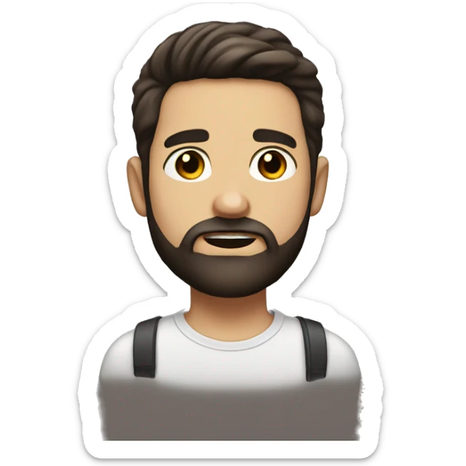 portrait of a bearded boy with dark brown hair and a side parted hair style sticker