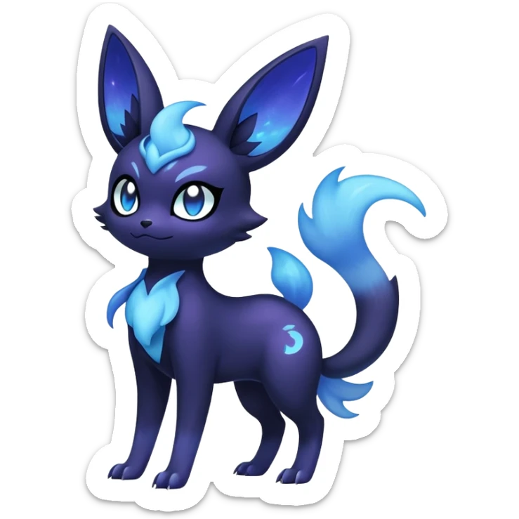 Nebulae Noibat-Meowstic-Umbreon-Fakémon-hybrid-creature (full body)  sticker