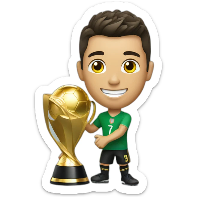 cristiano ronaldo with the world cup trophy of futbol sticker