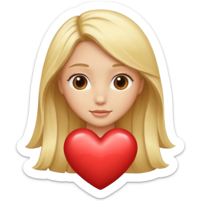 blonde heart just the hair colour in a heart shape without the face part of the emoji sticker