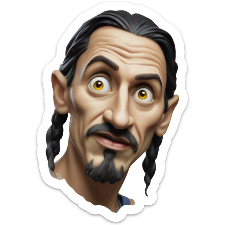 Warcraft award winning Zlatan in Oppenheimer style, oil paint, mysterious eyes, intricate lips, masterpiece pose, odd perspective, beautiful, desirable, logical sticker