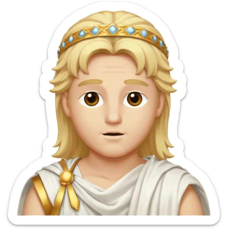 Apollo, God of Light from Gods and Goddesses with long golden blonde hair, white outfit sticker