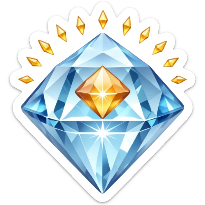 "Brilliant diamond crystal with electric energy crackling around it, spiritual power gem, no people, clean emoji style" sticker