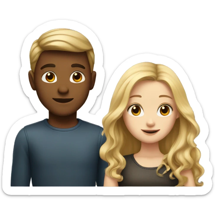 A boy with blonde hair, and a girl with long brown hair sticker