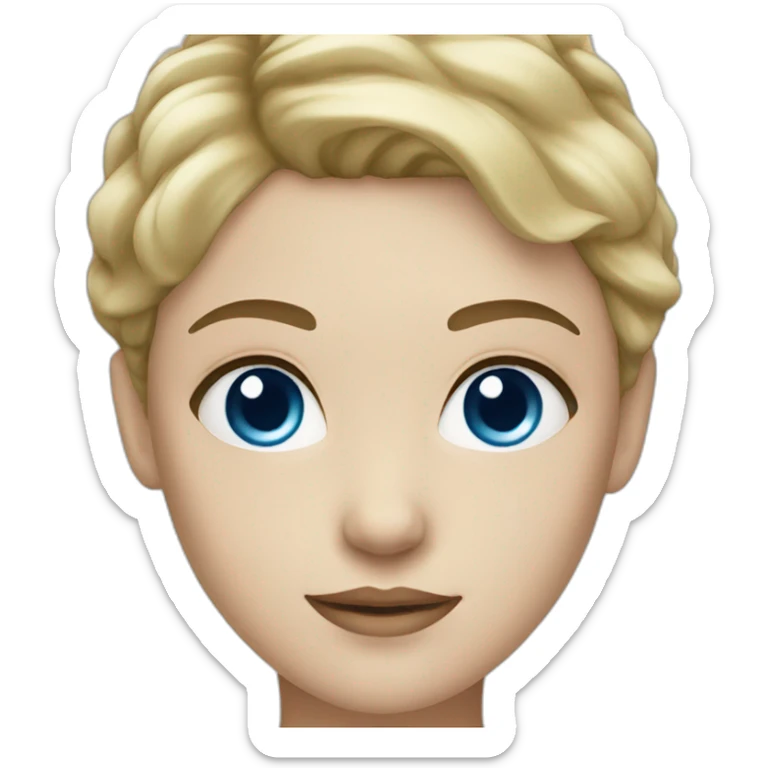 dark blonde girl with short hair blue eyes and pale skin sticker