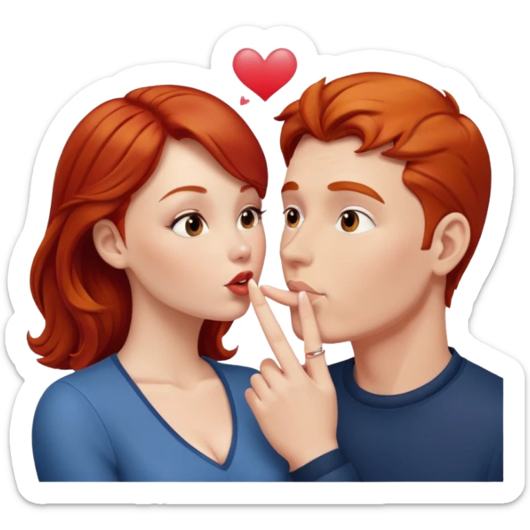 couple consisting of white man and redhead woman blowing eachother a kiss  sticker